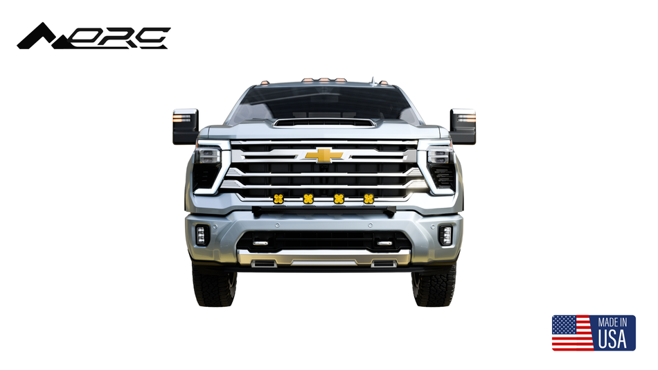 2024 - 2025 CHEVY SILVERADO HD FRONT BUMPER LIGHT BAR WITH 4X SQUADRON SPORT