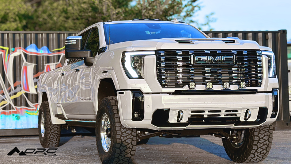 2024 - 2025 GMC SIERRA HD FRONT BUMPER LIGHT BAR WITH 4X SQUADRON SPORT